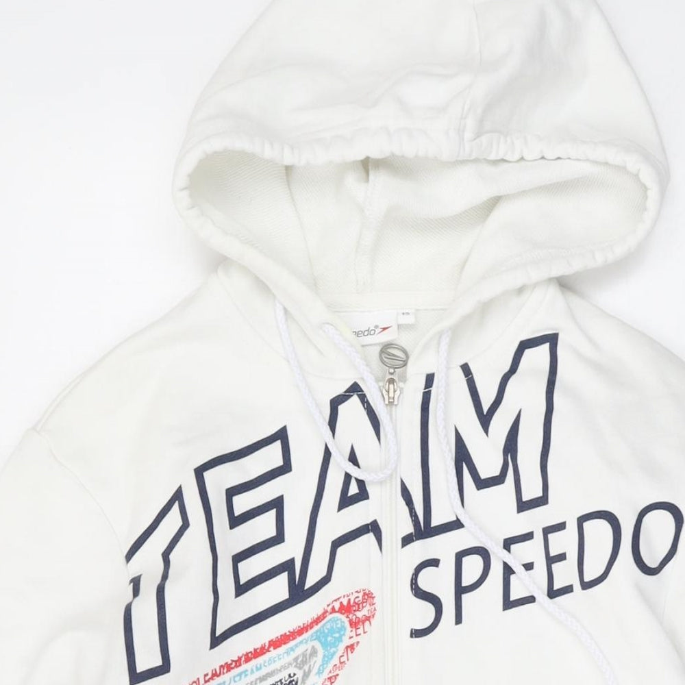 Speedo Womens Ivory Cotton Full Zip Hoodie Size 12 Zip