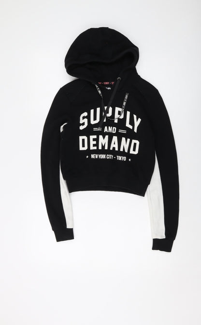 Supply & Demand Co. Womens Black Cotton Pullover Hoodie Size 6 Pullover