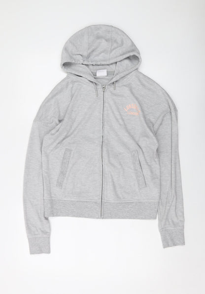 Lonsdale Womens Grey Polyester Full Zip Hoodie Size 12 Zip