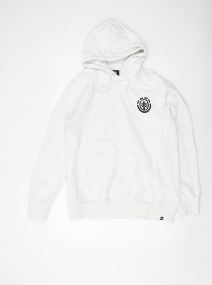 Mens UK Size M Element White Pullover Hoodie