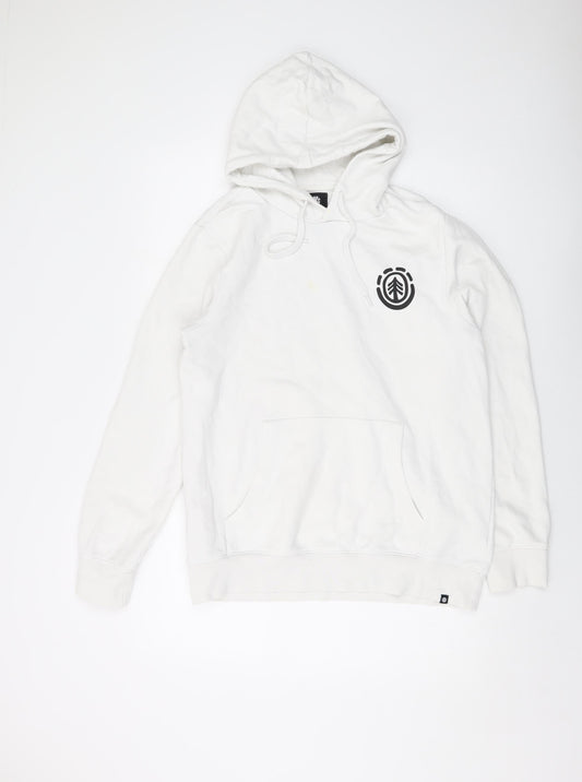 Mens UK Size M Element White Pullover Hoodie