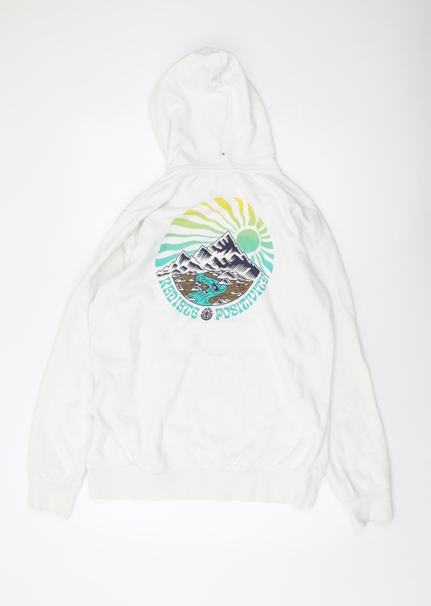 Mens UK Size M Element White Pullover Hoodie
