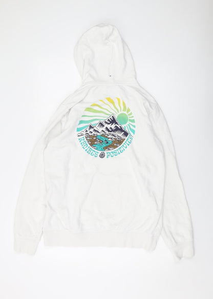 Mens UK Size M Element White Pullover Hoodie