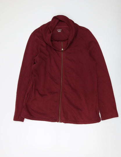 Womens UK Size M Lands' End Red Full Zip Sweatshirt