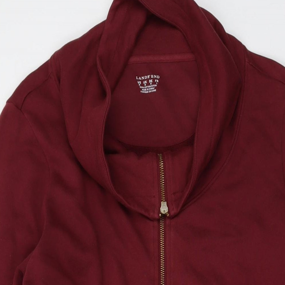 Womens UK Size M Lands' End Red Full Zip Sweatshirt