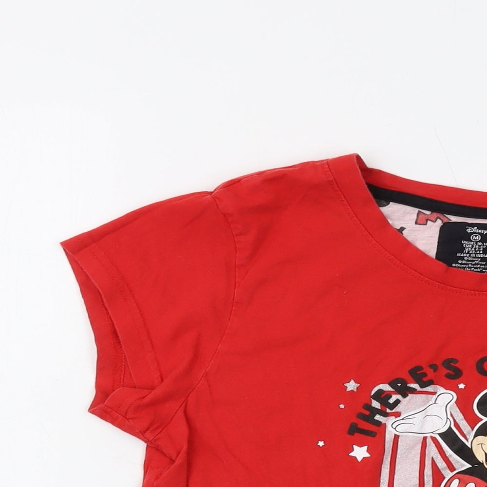 Womens UK Size M Disney Red Basic T-Shirt