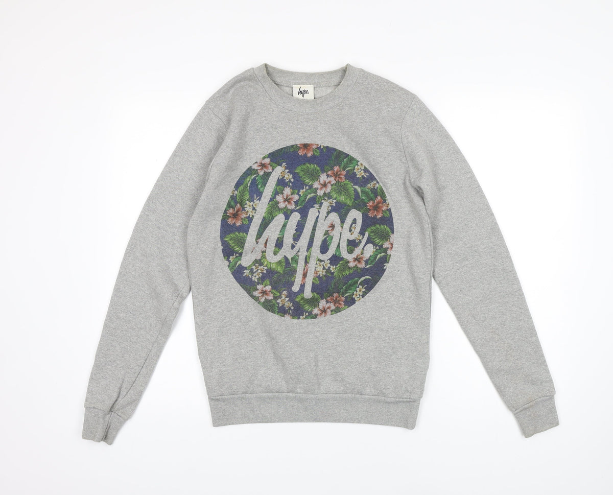 Hype Womens Grey Cotton Pullover Sweatshirt Size S