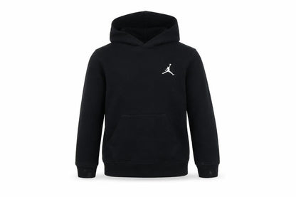Front view of Jordan boys’ black cotton pullover hoodie, size 4-5, years