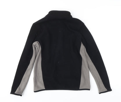 Back view of Decathlon boys’ black colourblock jacket, size 12, years zip