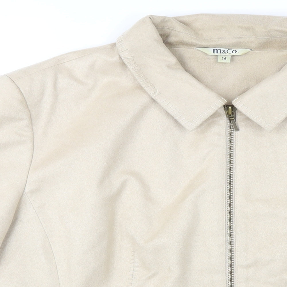 M&Co. Womens Beige Jacket Blazer Size 16 Zip