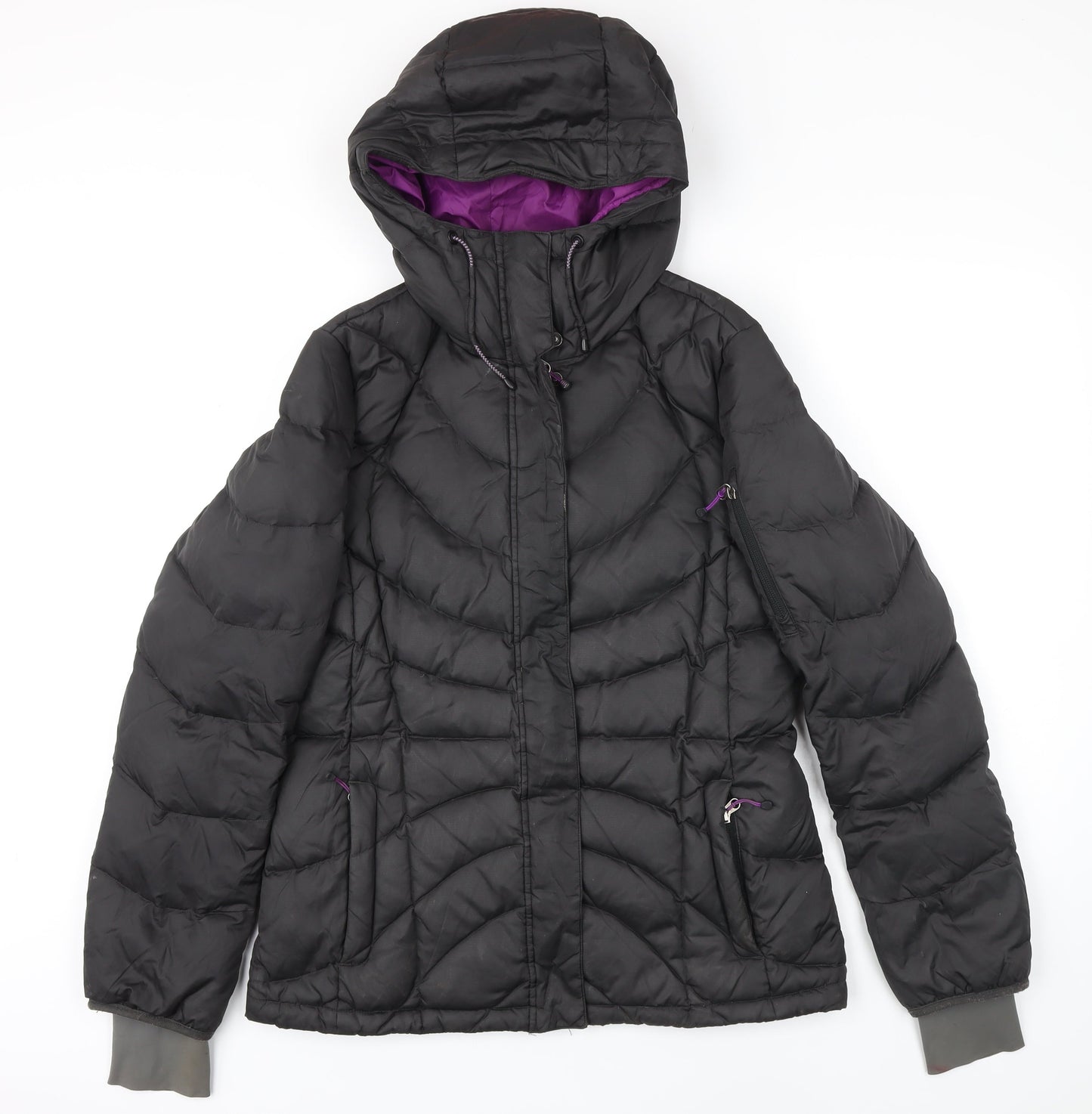 Lands End Womens Black Puffer Jacket Coat Size S Zip