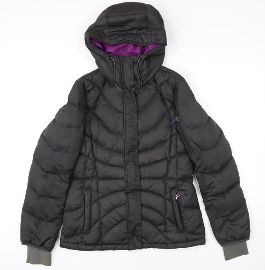 Lands End Womens Black Puffer Jacket Coat Size S Zip