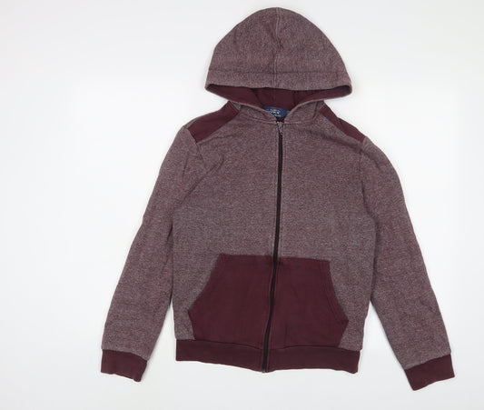 Topman Mens Red Cotton Full Zip Hoodie Size XS