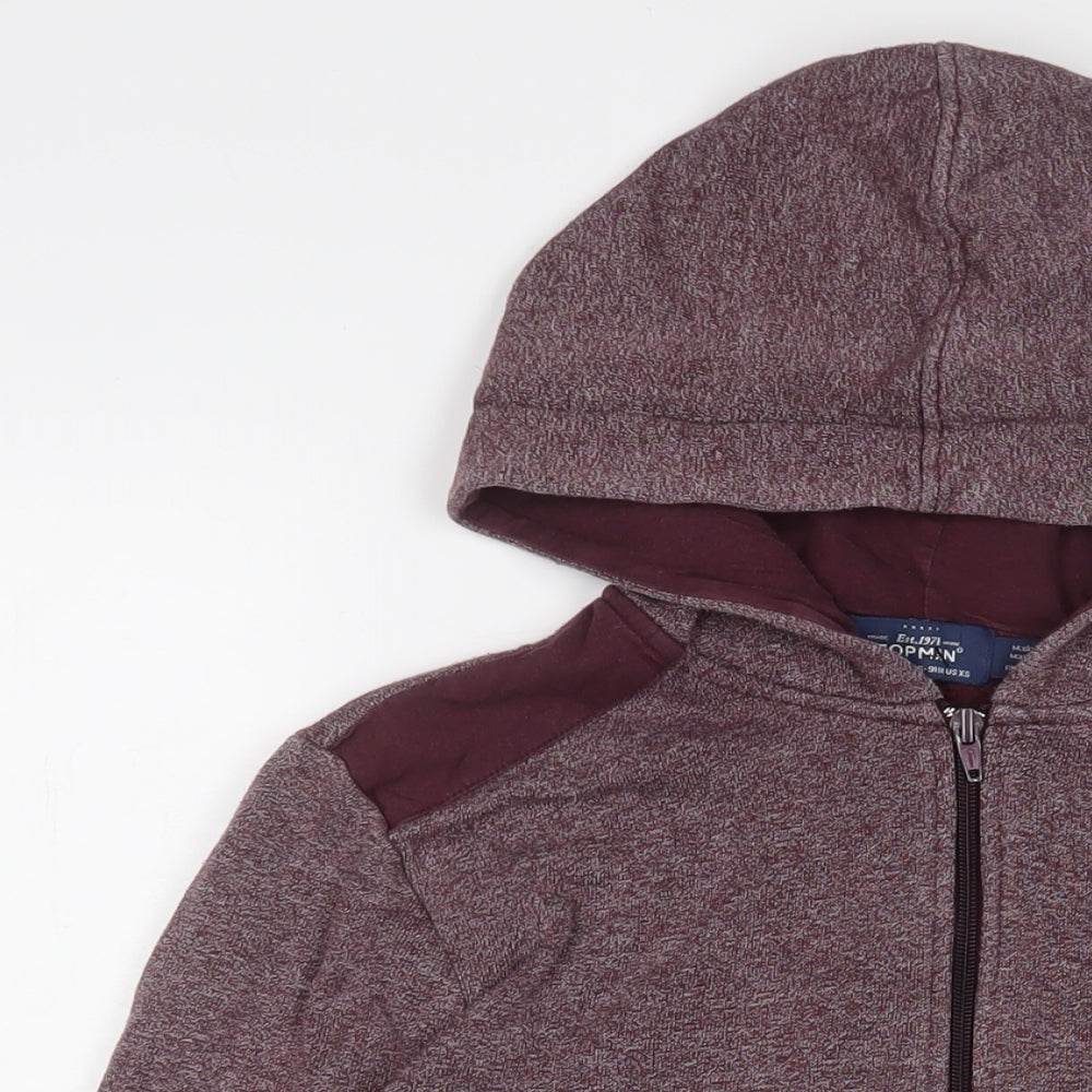 Topman Mens Red Cotton Full Zip Hoodie Size XS
