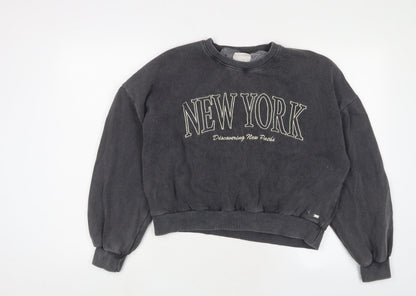 Womens UK Size M Pull&Bear Grey Pullover Sweatshirt