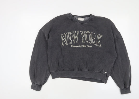 Womens UK Size M Pull&Bear Grey Pullover Sweatshirt