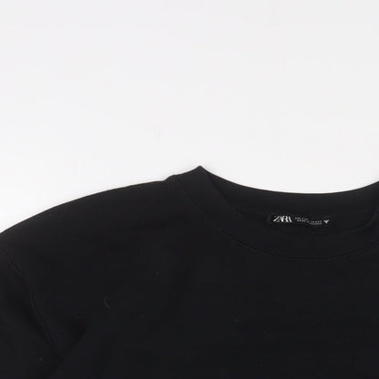 Zara Womens Black Cotton Pullover Sweatshirt Size S Pullover