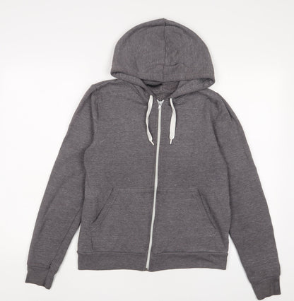 Topshop Womens Grey Cotton Full Zip Hoodie Size 10 Zip