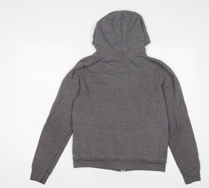 Topshop Womens Grey Cotton Full Zip Hoodie Size 10 Zip