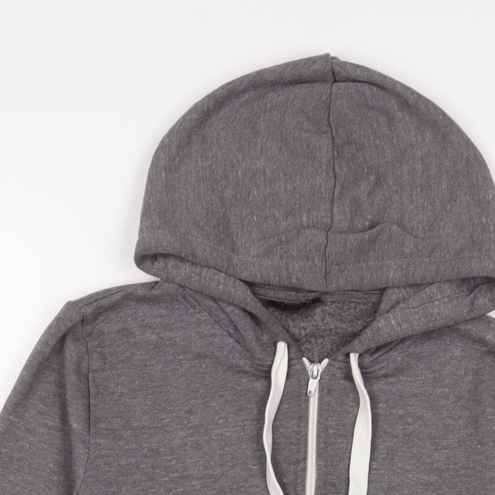 Topshop Womens Grey Cotton Full Zip Hoodie Size 10 Zip