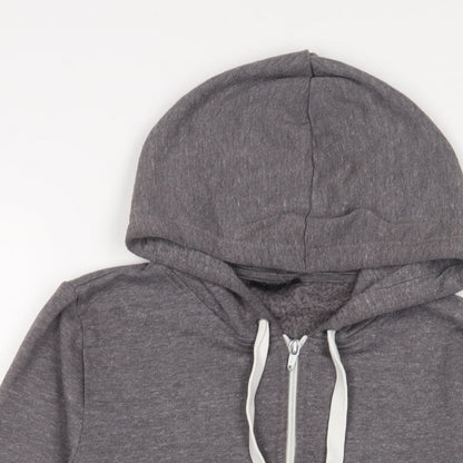 Topshop Womens Grey Cotton Full Zip Hoodie Size 10 Zip