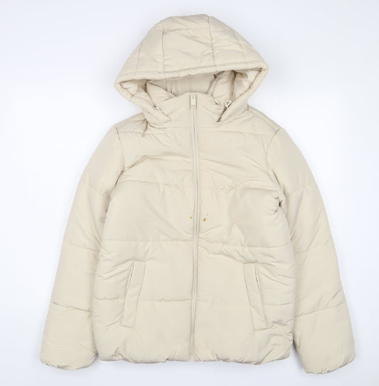 Womens UK Size 10 Marks and Spencer Beige Quilted Coat