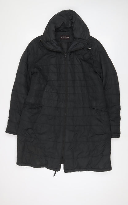 Principles Womens Black Quilted Coat Size 14 Zip
