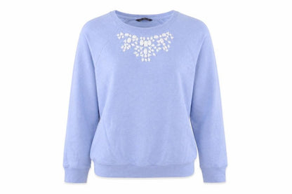 Marks & Spencer Womens Blue Cotton Pullover Sweatshirt Size 10 Pullover - Beaded