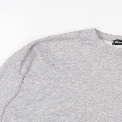 PRETTYLITTLETHING Womens Grey Cotton Pullover Sweatshirt Size S Pullover