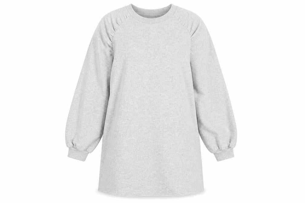 H&M Womens Grey Cotton Jumper Dress Size M Crew Neck Pullover