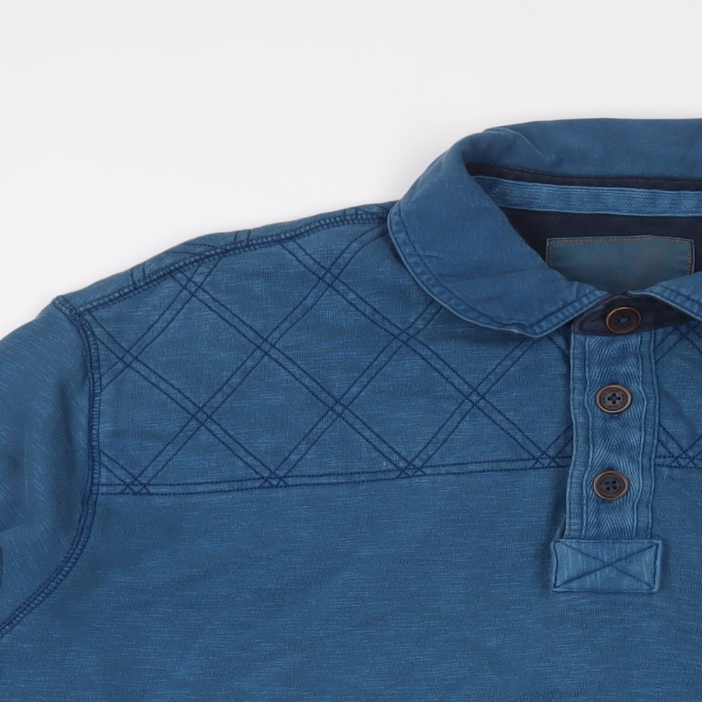 North Coast Mens Blue Cotton Polo Size XL Collared Button