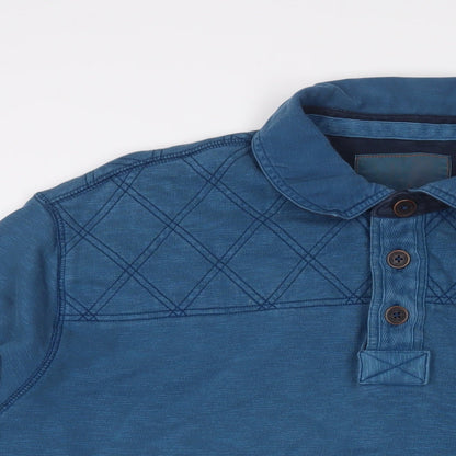 North Coast Mens Blue Cotton Polo Size XL Collared Button
