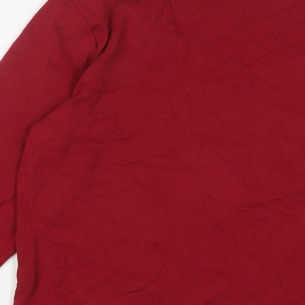 Bonmarché Womens Red Cotton Basic T-Shirt Size M Scoop Neck - Sequins