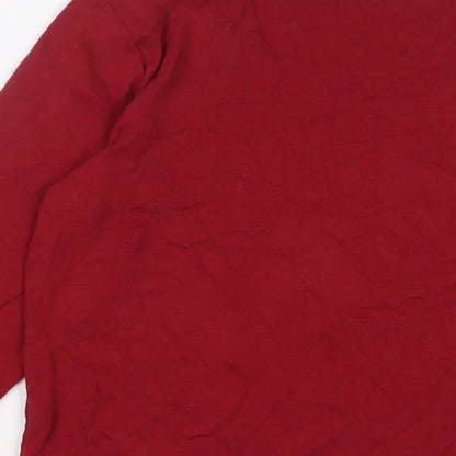 Bonmarché Womens Red Cotton Basic T-Shirt Size M Scoop Neck - Sequins