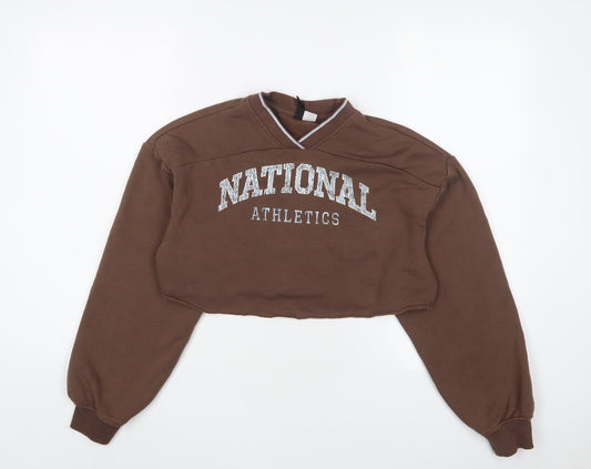 H&M Womens Brown Cotton Pullover Sweatshirt Size XS Pullover