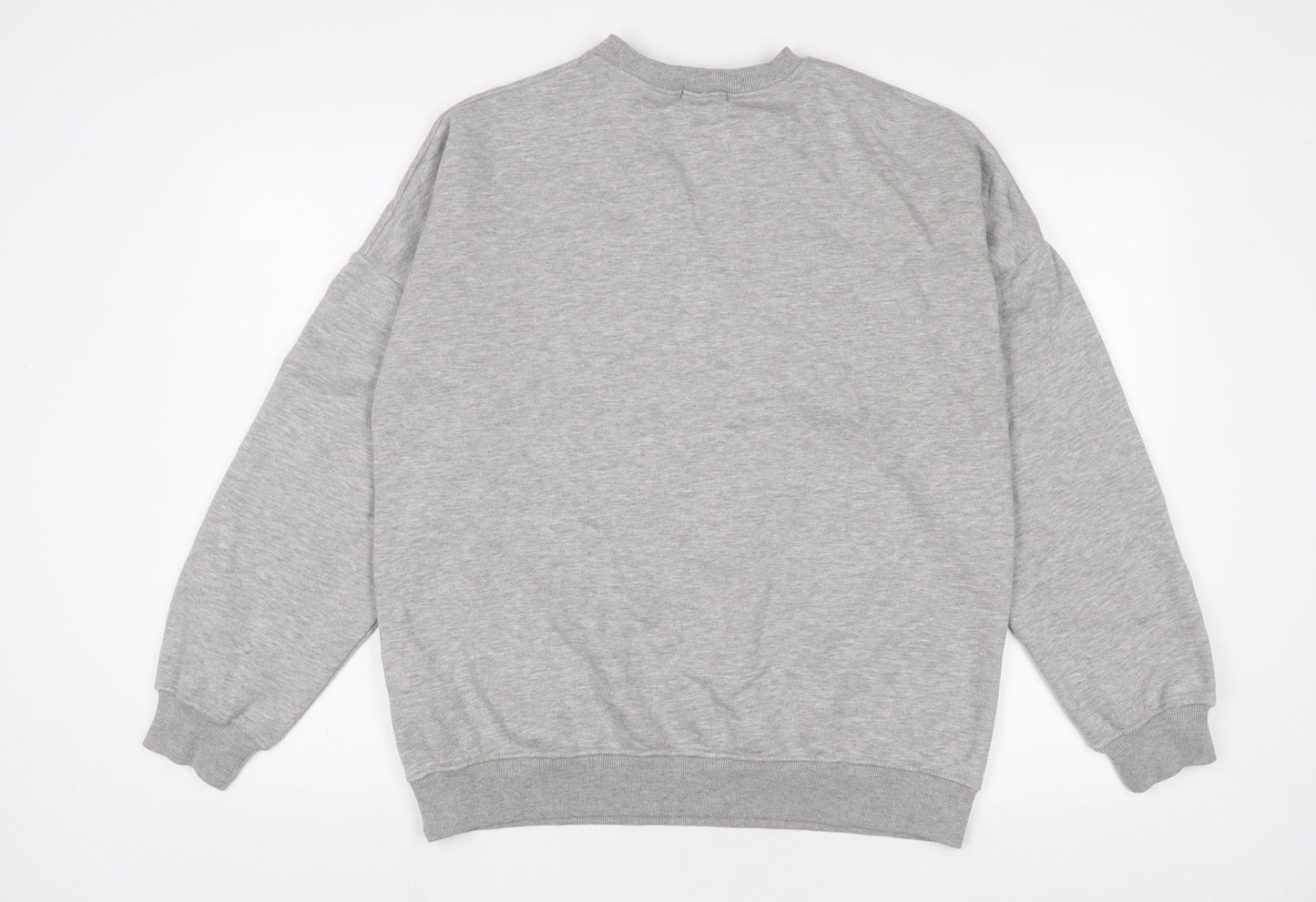 PRETTYLITTLETHING Womens Grey Cotton Pullover Sweatshirt Size XS Pullover - Logo, Embroidered