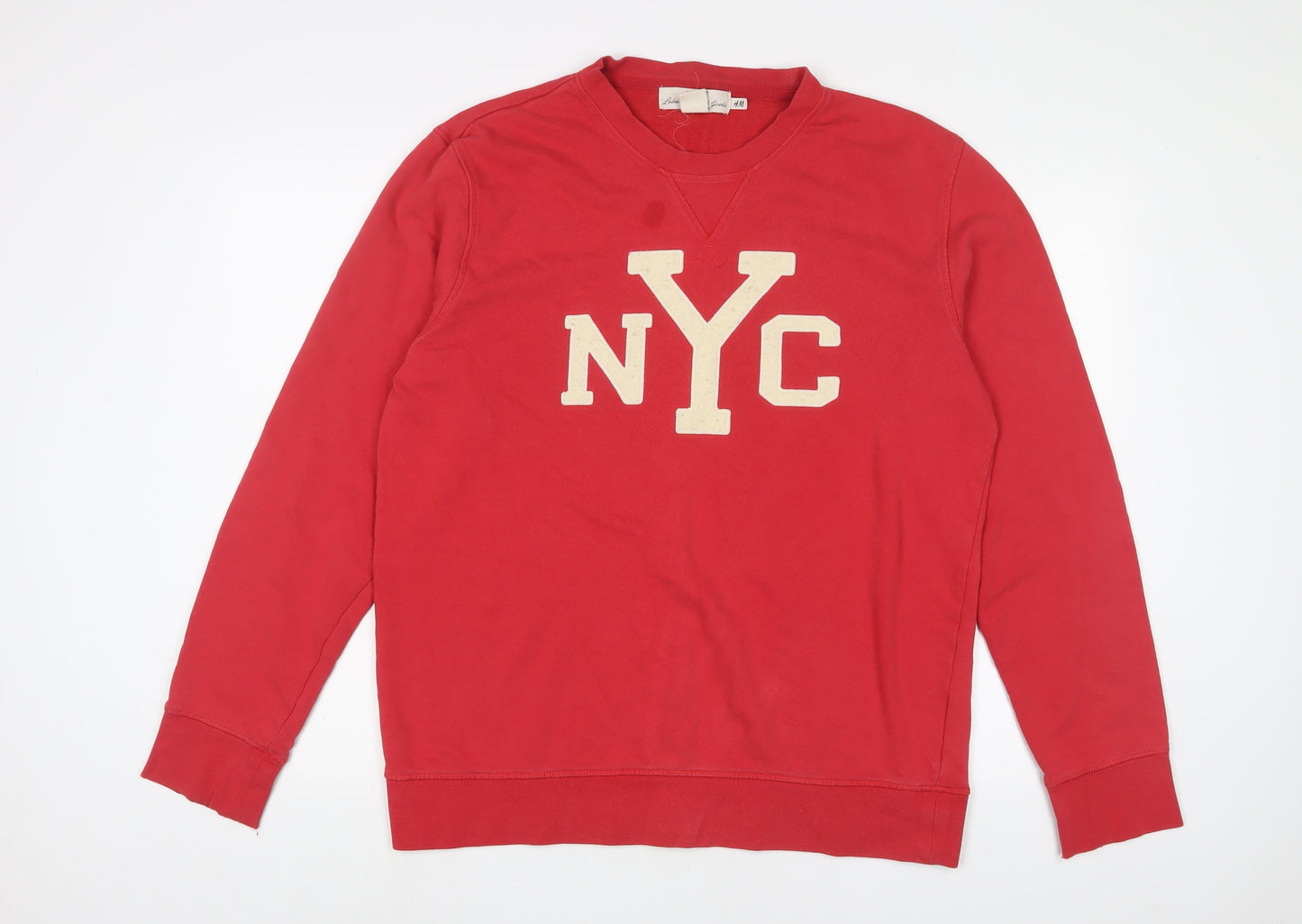 Mens UK Size L H&M Red Pullover Sweatshirt