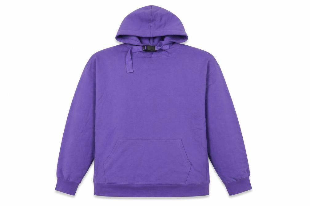 Front view of ASOS women’s purple cotton pullover hoodie, size UK 10, pullover - buckle