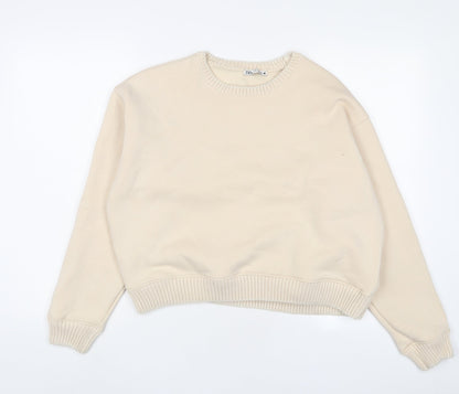 Zara Womens Beige Cotton Pullover Sweatshirt Size M Pullover