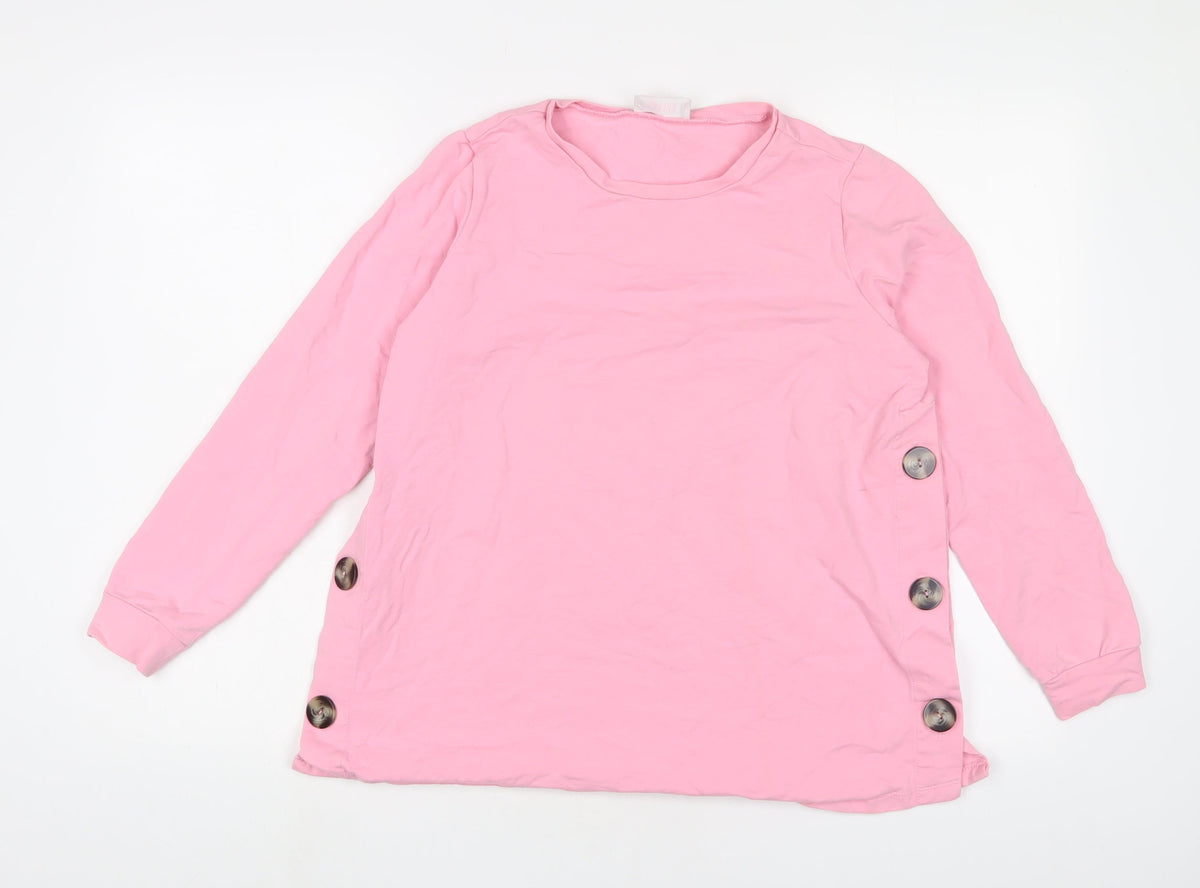 Savida Womens Pink Cotton Pullover Sweatshirt Size S Pullover - Buttons