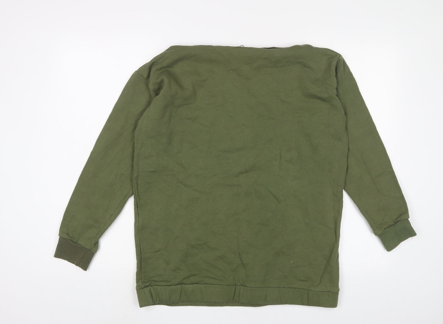 Boohoo Womens Green Cotton Pullover Sweatshirt Size M Pullover