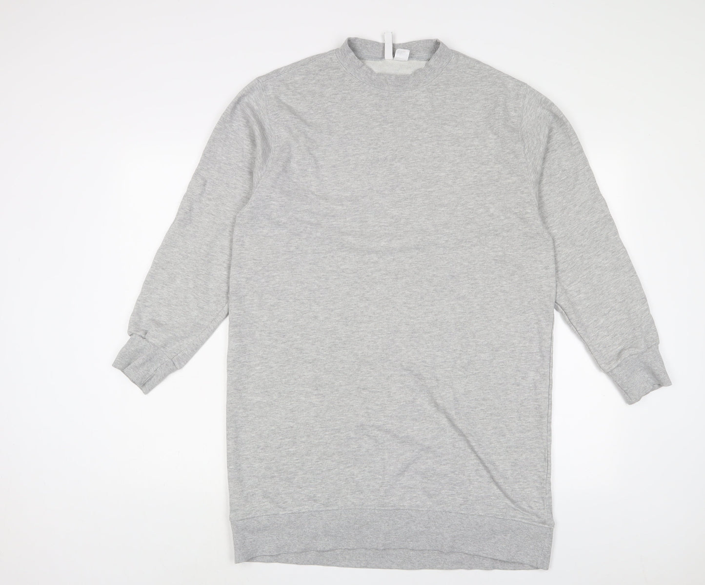 H&M Womens Grey Cotton Jumper Dress Size S Round Neck Pullover