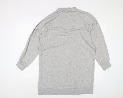 H&M Womens Grey Cotton Jumper Dress Size S Round Neck Pullover