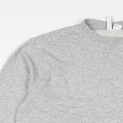 H&M Womens Grey Cotton Jumper Dress Size S Round Neck Pullover