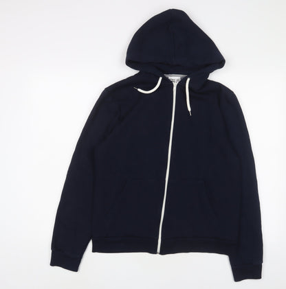 Topman Mens Blue Cotton Full Zip Hoodie Size M