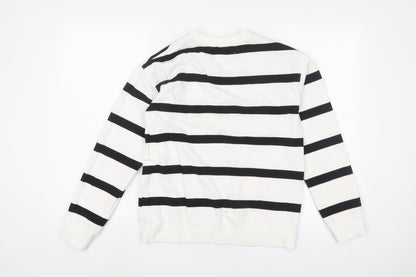 H&M Womens White Striped Cotton Pullover Sweatshirt Size XS Pullover