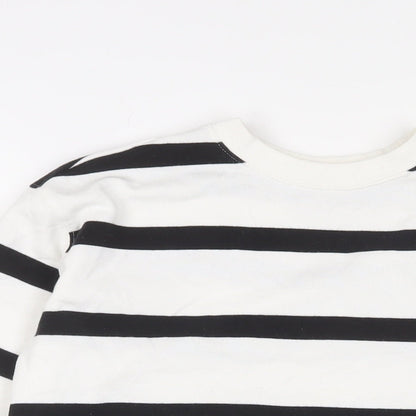H&M Womens White Striped Cotton Pullover Sweatshirt Size XS Pullover