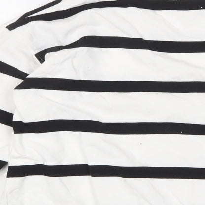 H&M Womens White Striped Cotton Pullover Sweatshirt Size XS Pullover