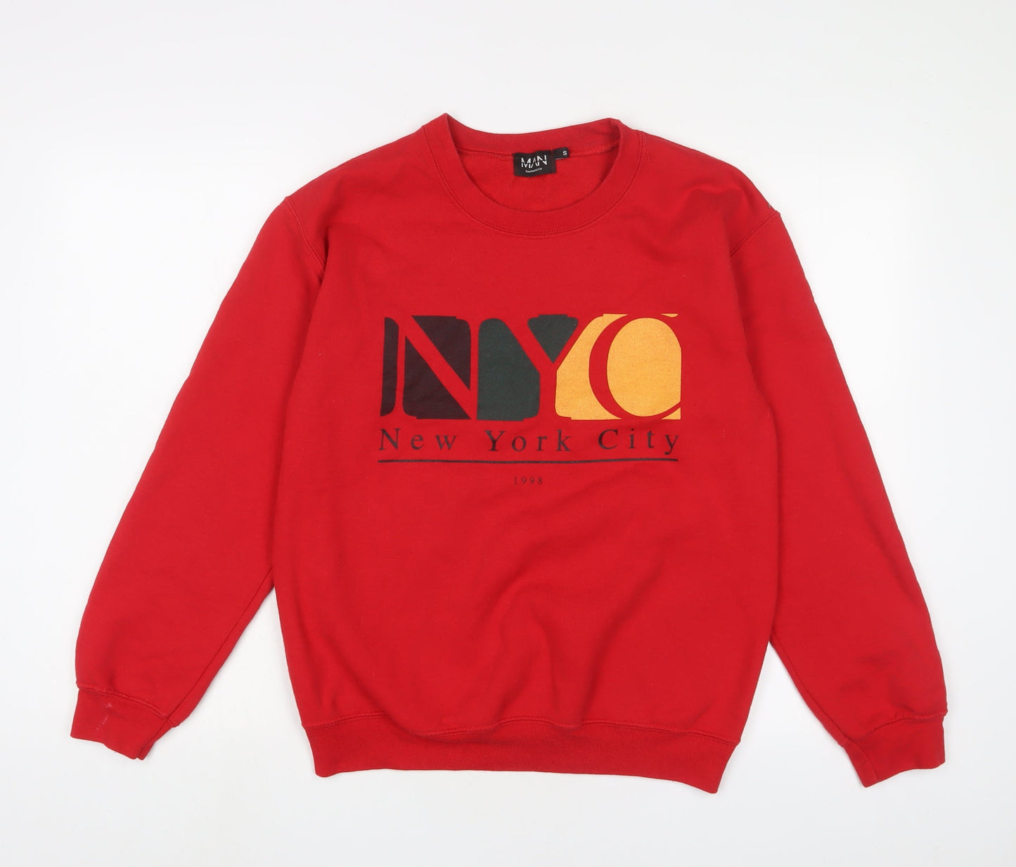 Mens UK Size S Boohoo Red Pullover Sweatshirt