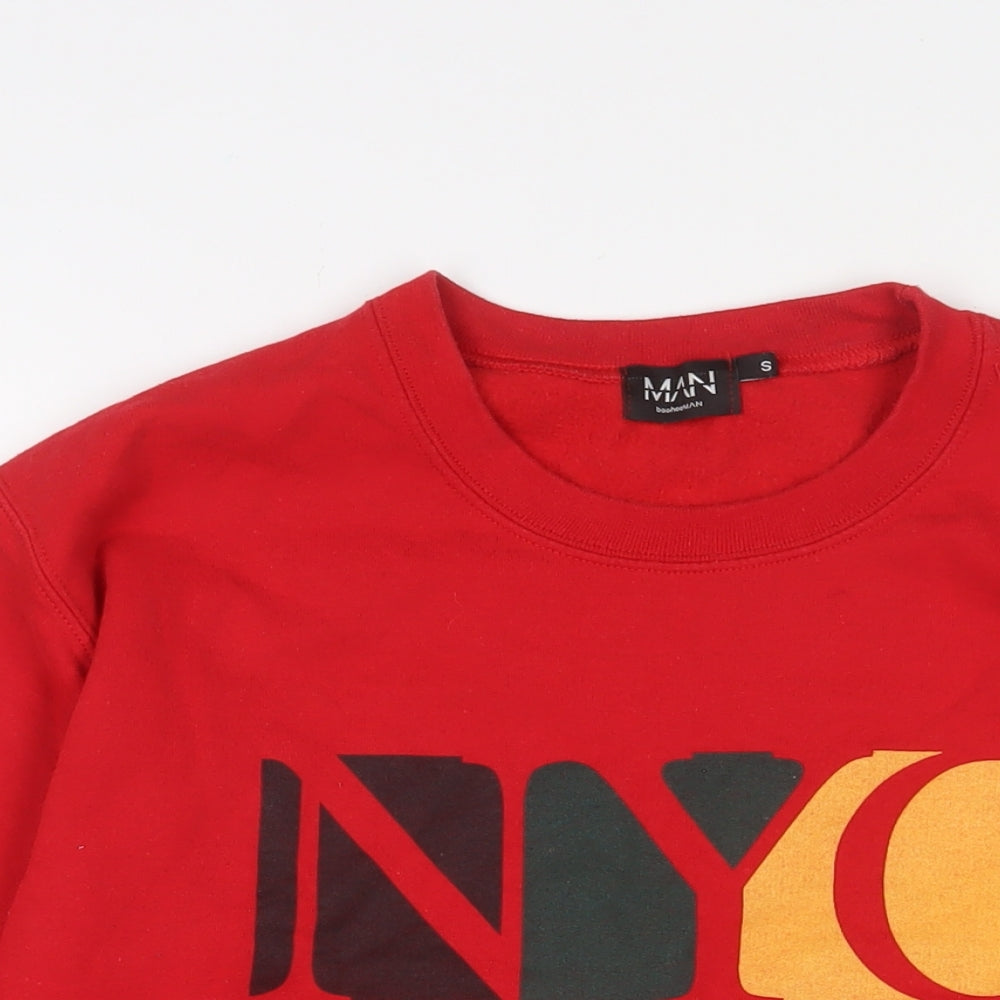 Mens UK Size S Boohoo Red Pullover Sweatshirt